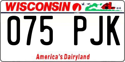 WI license plate 075PJK