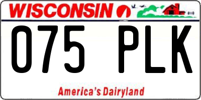 WI license plate 075PLK