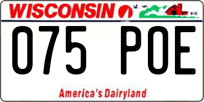 WI license plate 075POE
