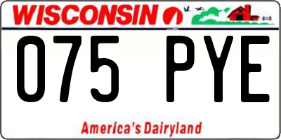 WI license plate 075PYE