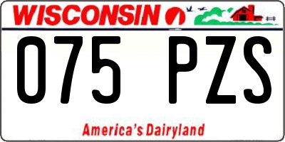 WI license plate 075PZS
