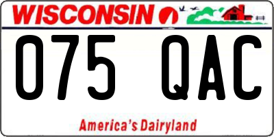 WI license plate 075QAC