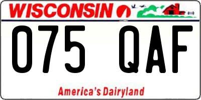 WI license plate 075QAF