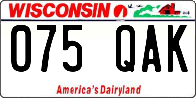 WI license plate 075QAK
