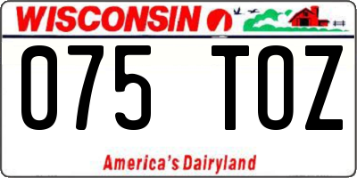 WI license plate 075TOZ