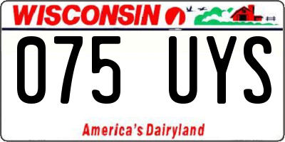 WI license plate 075UYS