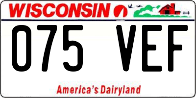 WI license plate 075VEF