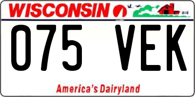 WI license plate 075VEK