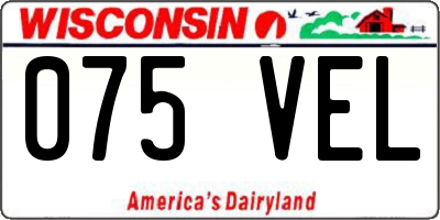 WI license plate 075VEL