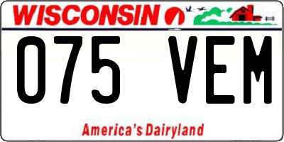 WI license plate 075VEM