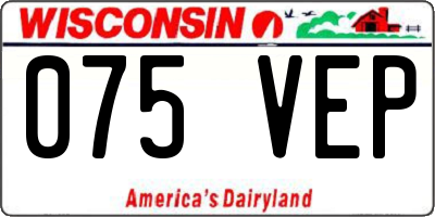 WI license plate 075VEP