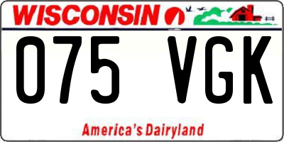 WI license plate 075VGK