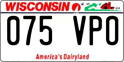 WI license plate 075VPO