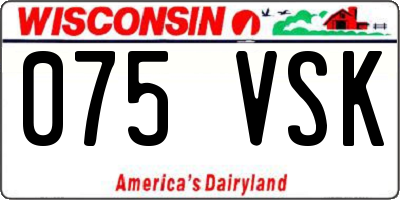 WI license plate 075VSK