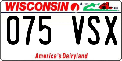WI license plate 075VSX