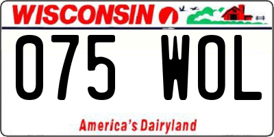 WI license plate 075WOL