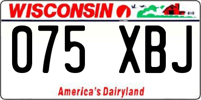 WI license plate 075XBJ