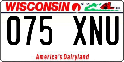 WI license plate 075XNU