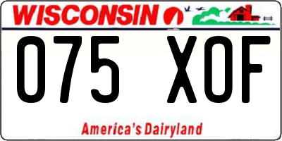 WI license plate 075XOF