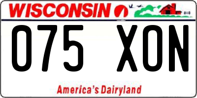 WI license plate 075XON