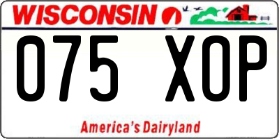 WI license plate 075XOP