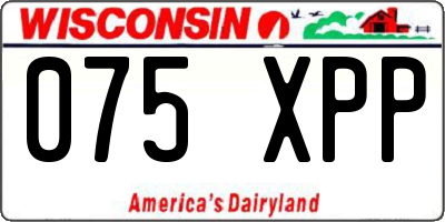 WI license plate 075XPP