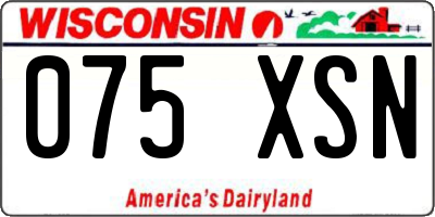 WI license plate 075XSN