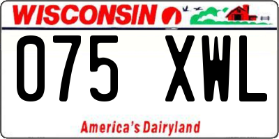 WI license plate 075XWL