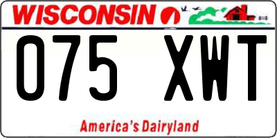 WI license plate 075XWT