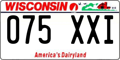 WI license plate 075XXI