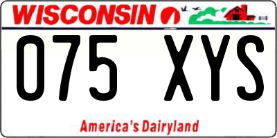 WI license plate 075XYS