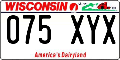 WI license plate 075XYX