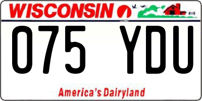 WI license plate 075YDU