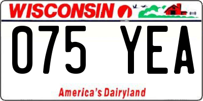 WI license plate 075YEA