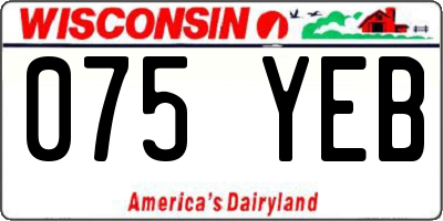 WI license plate 075YEB