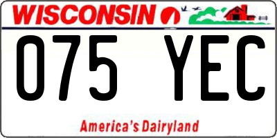 WI license plate 075YEC