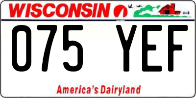 WI license plate 075YEF