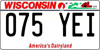WI license plate 075YEI