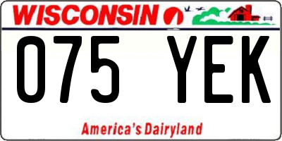 WI license plate 075YEK