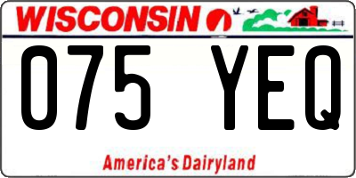 WI license plate 075YEQ