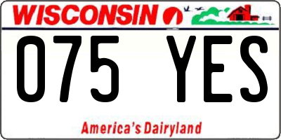 WI license plate 075YES