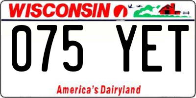 WI license plate 075YET