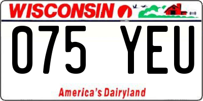 WI license plate 075YEU