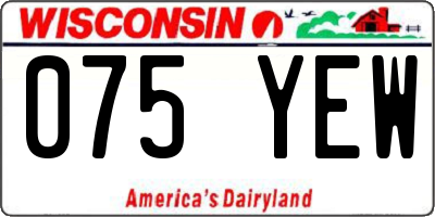 WI license plate 075YEW