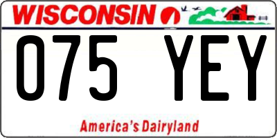 WI license plate 075YEY