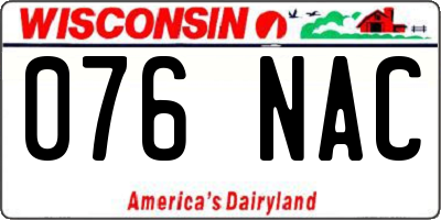 WI license plate 076NAC