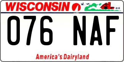 WI license plate 076NAF