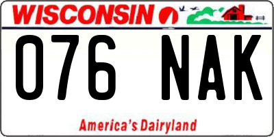WI license plate 076NAK