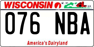 WI license plate 076NBA