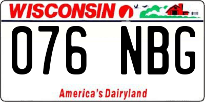 WI license plate 076NBG